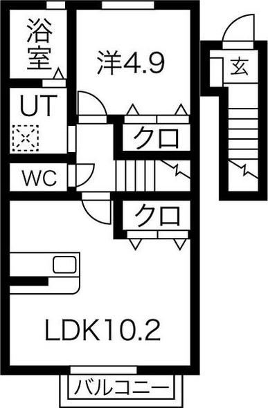 プリエール ヴェリテ(1LDK/2階)の間取り写真
