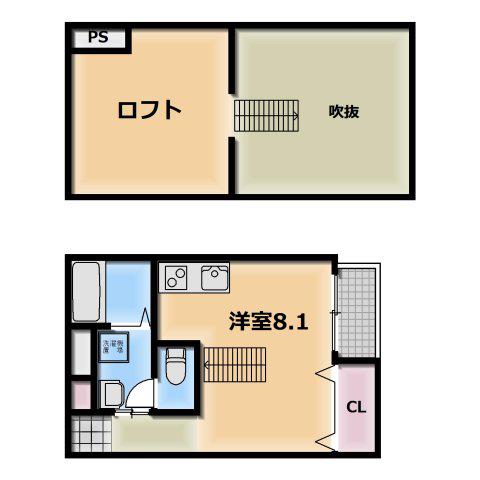 FOR REALIZE友井(ワンルーム/1階)の間取り写真