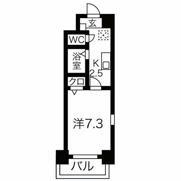 サウスパークイズミ(1K/5階)の間取り写真