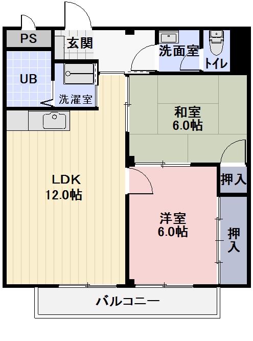 SURPLUS THREE 千恵(2LDK/1階)の間取り写真