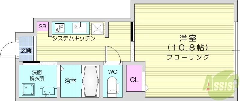 メゾンドプルーン北山(1K/1階)の間取り写真