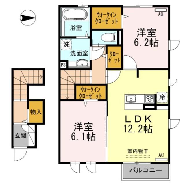 ソレイユA(2LDK/2階)の間取り写真