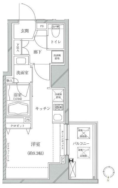 クレイシア亀戸(ワンルーム/9階)の間取り写真