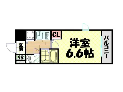 アスヴェル天満橋(1K/2階)の間取り写真