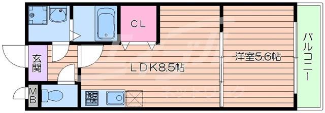 フジパレス吹田穂波公園(1LDK/3階)の間取り写真