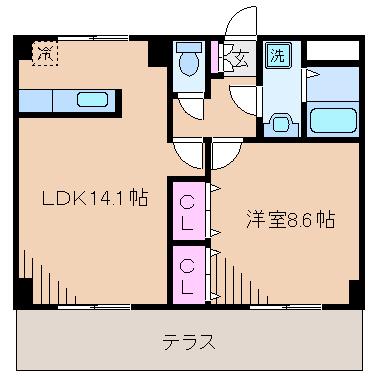 サンヒルズ(1LDK/2階)の間取り写真