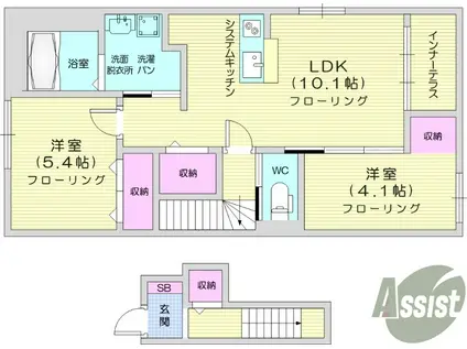 ソレイユⅡ(2LDK/2階)の間取り写真