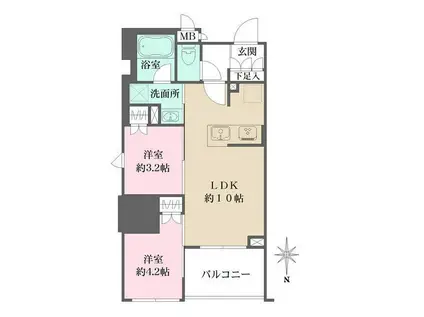 ルフォンプログレ元浅草マークス(2LDK/4階)の間取り写真