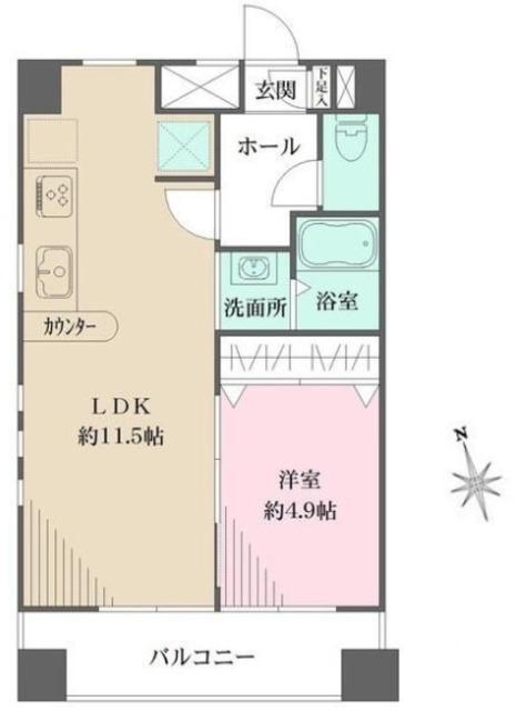アビオン中野坂上A(1LDK/2階)の間取り写真