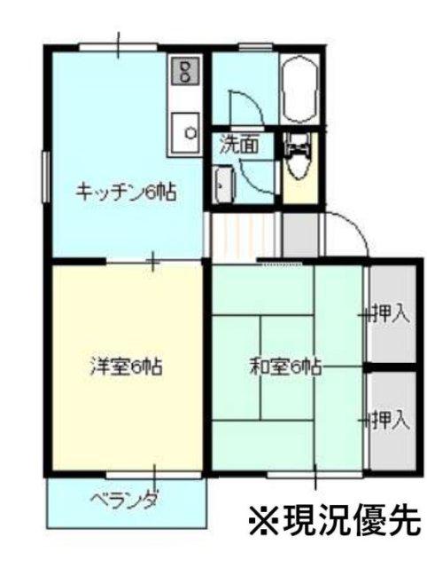 ラムール稲田(2DK/1階)の間取り写真