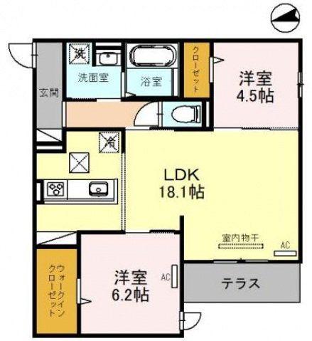 MAISON DE ESPOIR永田(2LDK/1階)の間取り写真