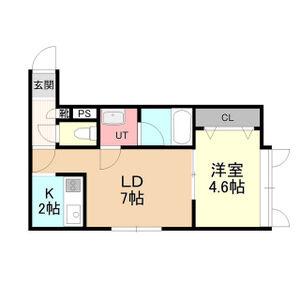イーストビレッジ(1LDK/2階)の間取り写真
