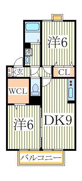 ソレアード(2DK/2階)の間取り写真