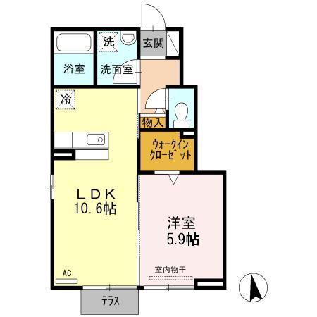 オンディーヌ(1LDK/1階)の間取り写真