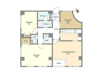 カステーオ目黒原町(2SLDK/1階)の間取り写真