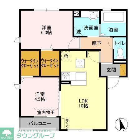 バリスサイト F(2LDK/1階)の間取り写真