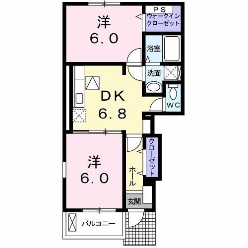 ルチェルナ II(2DK/1階)の間取り写真
