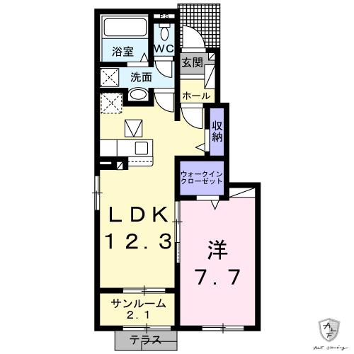 サンロード可児 II(1LDK/1階)の間取り写真
