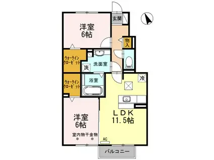 AZIB(2LDK/1階)の間取り写真