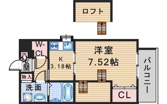 GRACE・FORT・TATUMI(1DK/4階)の間取り写真