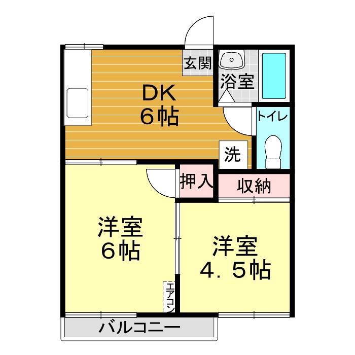 ふじハイツ(2DK/2階)の間取り写真