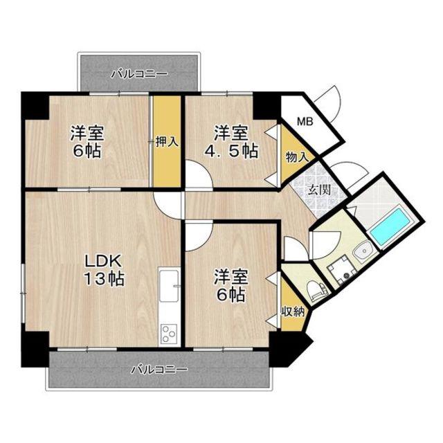 グランブルー宿屋町(3LDK/9階)の間取り写真