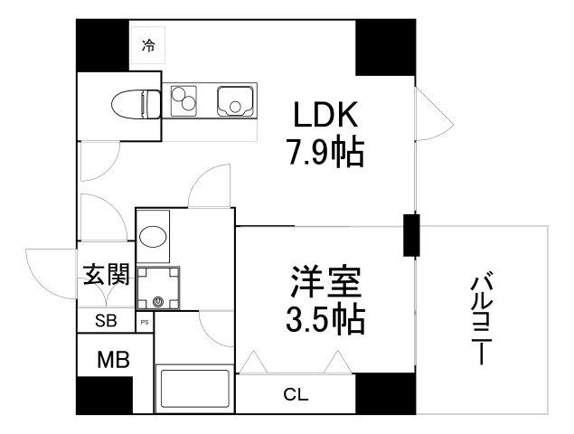 ブエナビスタ難波サウスタワー(1LDK/10階)の間取り写真