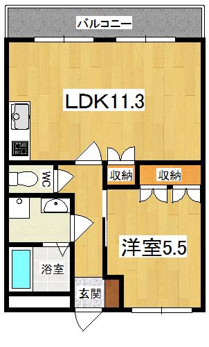 サニーコート冨士(1LDK/2階)の間取り写真