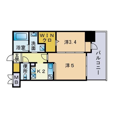 エンクレスト舞鶴Ⅱ(2K/3階)の間取り写真