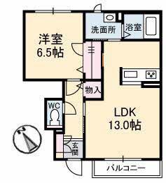 リメンブランス I棟(1LDK/1階)の間取り写真