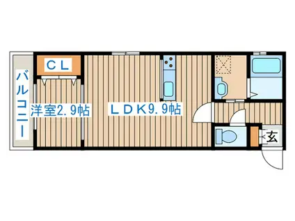 スカイタウンB棟(1LDK/3階)の間取り写真