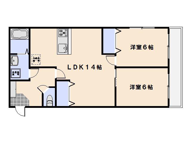 平稲ビル楽々園(2LDK/3階)の間取り写真