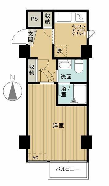金子ビル(1K/3階)の間取り写真