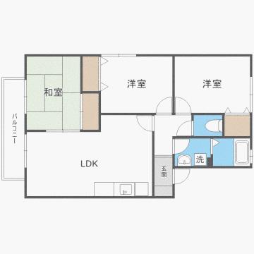 ステラ柏原II B棟(3LDK/2階)の間取り写真