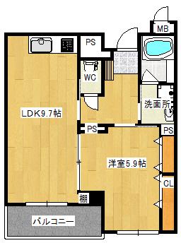 エグゼ八木北(1LDK/2階)の間取り写真