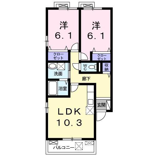 ベル ポート(2LDK/1階)の間取り写真