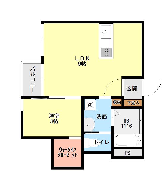 アーバンブランチ南笹口(1LDK/3階)の間取り写真