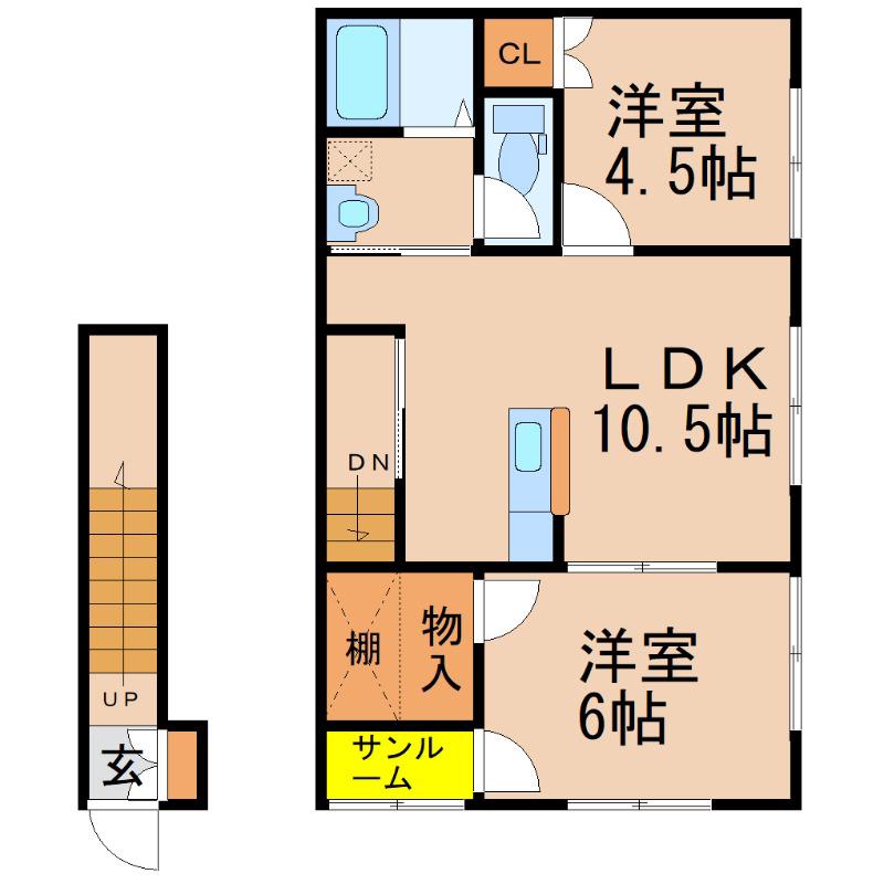 ルーチェ打馬 I(2LDK/2階)の間取り写真