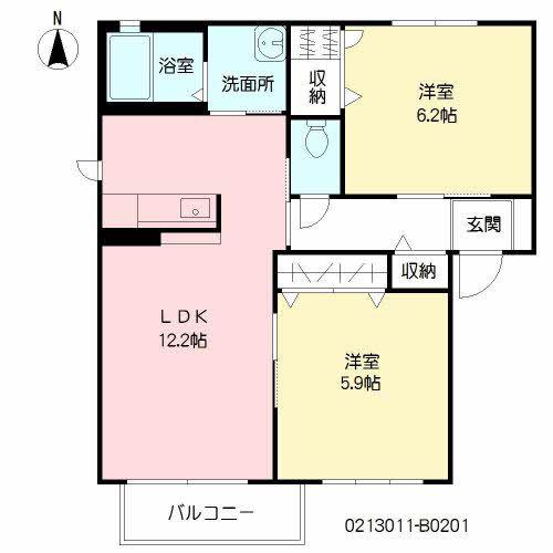 メゾン エクレール  B棟(2LDK/2階)の間取り写真