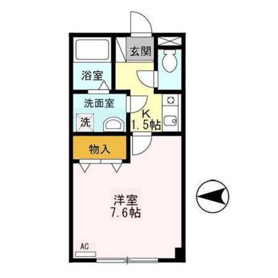 ジュエル本町(1K/2階)の間取り写真
