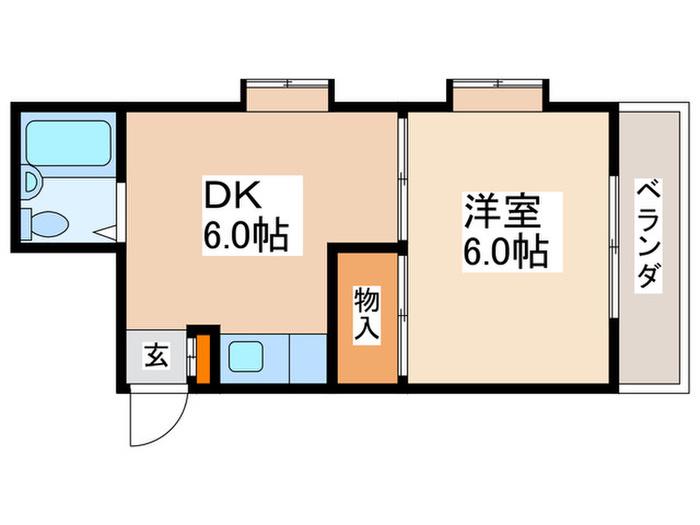 シャルマン富士見(1DK/3階)の間取り写真