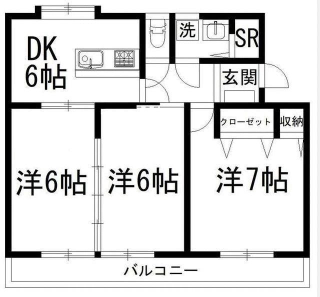桃花ハイツ(3DK/3階)の間取り写真