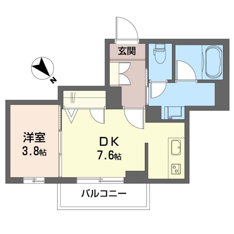 ルミエール南町(1DK/1階)の間取り写真