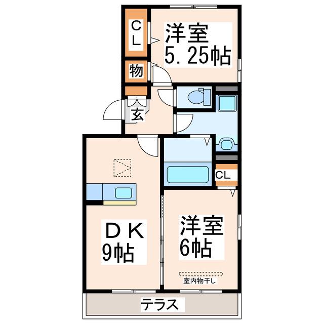 ルラーシュ(2DK/1階)の間取り写真