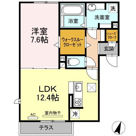 ファームヴィレッジ三番館(1LDK/1階)の間取り写真