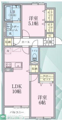リケナ矢野口(2LDK/3階)の間取り写真
