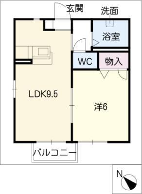 メゾン川田A棟(1LDK/1階)の間取り写真