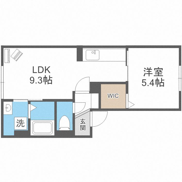 ドリームN27(1LDK/1階)の間取り写真