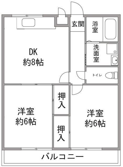 プラザ西調布(2LDK/1階)の間取り写真