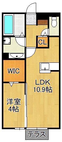 ドゥリヴェール(1LDK/1階)の間取り写真